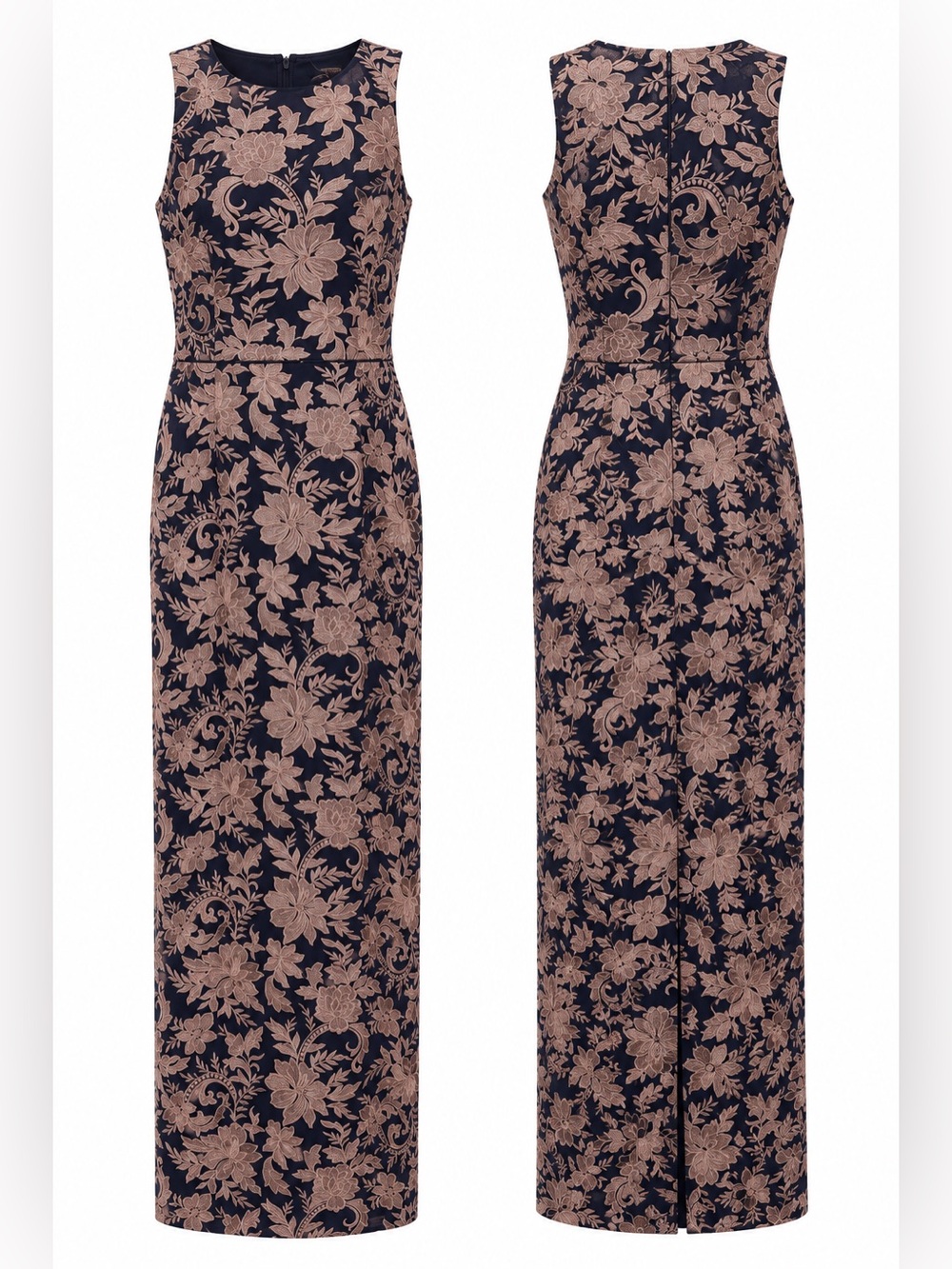JS Collections Navy Maxi Dress with Blush Floral Lace